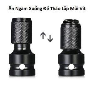 Đầu Chuyển Đổi Máy Bắt Bulong 1/2 (12.5mm) Sang Đầu Gài Chuôi Lục Giác 1/4 (6.3mm)