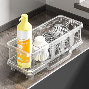 OKDEALS01 Detachable Partition Kitchen Sink Sponge Rack Quick Dry Moisture-proof Dishcloth Towel Tray Practical with Water drainer Tray Self-Draining Kitchen Sink Organizer Seasoning