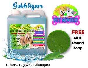 MDC DOG & CAT SHAMPOO and CONDITIONER ( 1 LITER ) BUBBLEGUM SCENT w/ FREE 1PC MDC ROUND SOAP