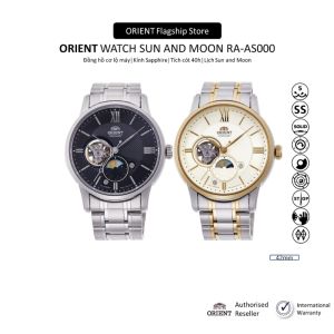 Đồng hồ cơ nam Orient Watch Sun And Moon RA-AS000 lộ cơ máy automatic dự trữ năng lượng 40 tiếng lên cót tự động mặt kính sapphire chống xước chống nước 5 ATM dây thép đeo tay chính hãng