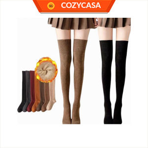 【COZYCASA】Autumn And Winter Thickened Over-the-knee Socks/Fleece-lined Warm Socks For Women/Non-Slip Stockings