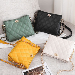 Sling Bag for Women Chain Leather Slings Bag Ins Hot Womens Casual Crossbody Bag Rhombic Shoulder Bag