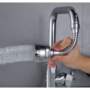 Đầu nối vòi nước tăng áp xoay 720 độ lắp vòi nước chậu rửa bát chén với 2 chế độ nước chảy