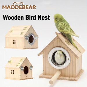 MAODEBEAR Bird Nest Box Wooden Breeding House Sangkar Burung Parrot Lovebird Budgie Pine Anti Bite