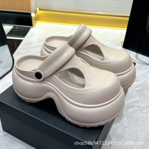 Free Shipping 2026 Summer New Thick-Soled Closed-Toe Height-Increasing WomenS Slippers Solid Color Fashionable Simple Non-Slip Beach Slippers