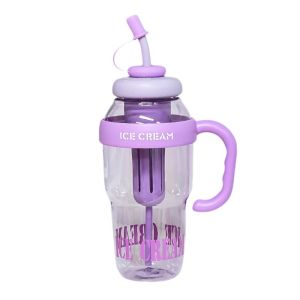 JJT Cute Ice Cream Themed Large Capacity Plastic Tumbler with Straw and Handle - Perfect for Summer Refreshment