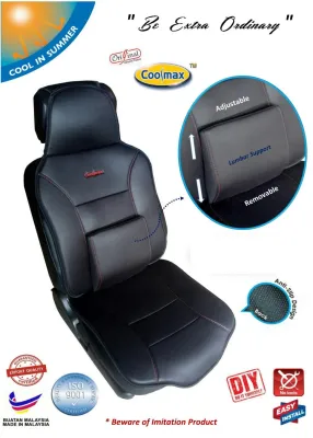 Coolmax - Supreme Series : Universal Car Seat Mat with Adjustable Lumbar Support ( Car Cushion / Kusyen Kereta )