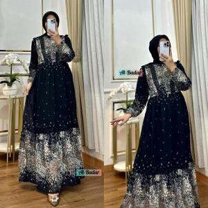 [COD] Gamis Ceruty Renda + Hijab | Adem Elegan LD110cm PB 140cm