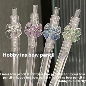 YAFEN 1 4PCS 0.5 0.7mm 2B Refill Cute Automatic Pencils Kawaii Transparent Color Bowknot Mechanical Pencil School Office Supplies Stationery