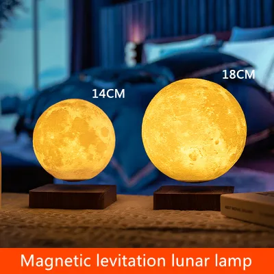 Creative Lunar Night Light Bedroom Desktop Magnetic Levitation Moon Table Lamp Birthday Gift for Girlfriend Smart Home Lighting