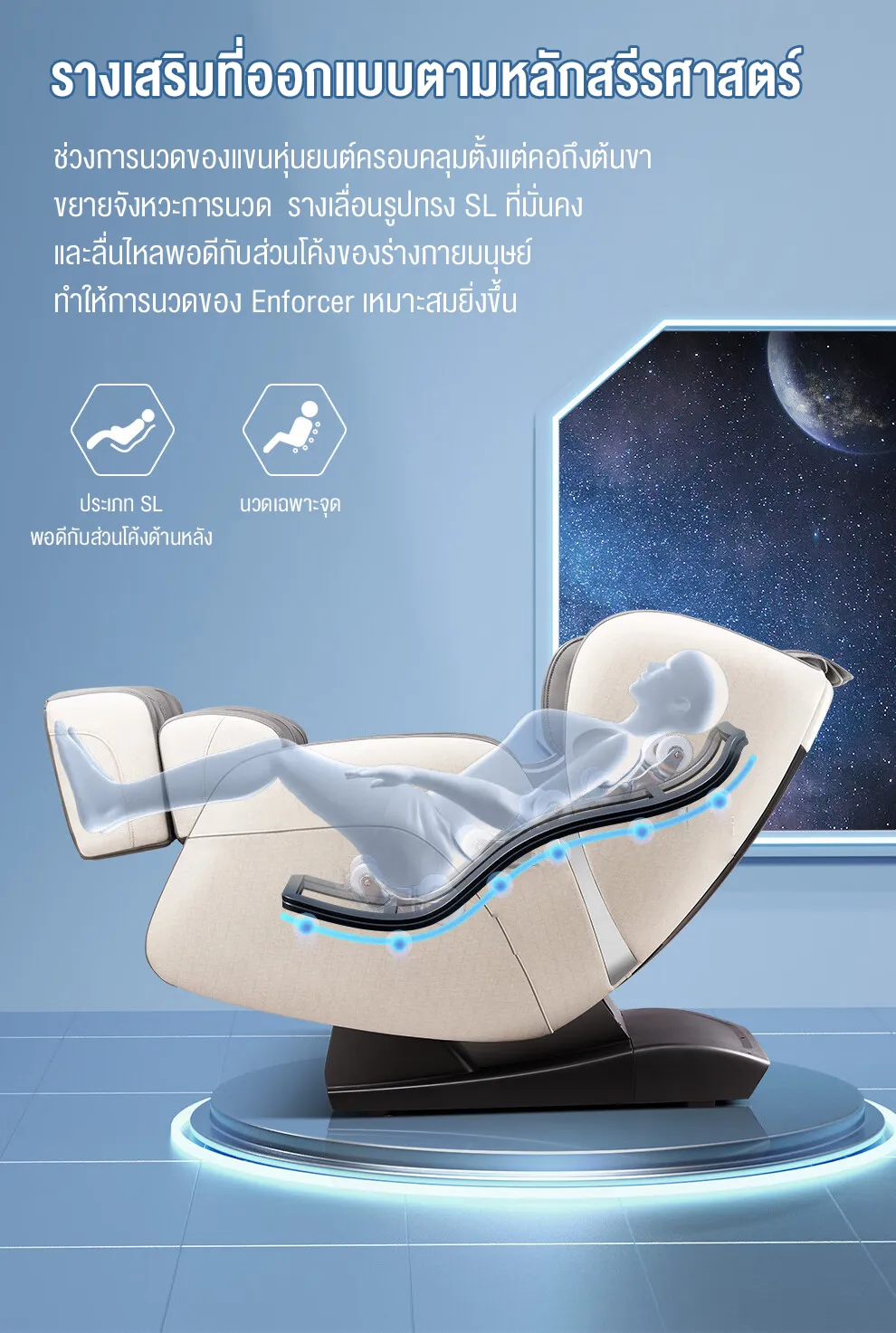 XUTI 0228GY เก้าอี้นวดไฟฟ้า นวดแบบผสมผสาน นวดตัวแบบมัลติฟังก์ชั่น ลูกกลิ้งนวดเท้า การนวดสามมิติรอบด้าน รีโมทภาษาไทย ลำโพงบลูทูธในตัว
