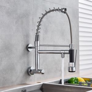 Worthbuy Two Ways Hot Cold Water Tap Large Spring Silver Kitchen Pull Down Sink Faucet Tab