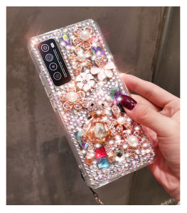 Luxury Crystal Rhinestone Diamond Pumpkin Car Bear Bling Case Cover For iPhone 13 iphone 13mini iphone 13Pro iphone 13 Pro Max Phone Case+Pearl Chain