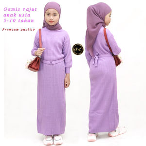 Gamis anak umur 8 - 11 tahun bahan rajut premium banyak pilihan warna