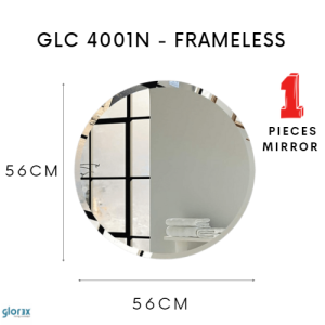 (GLOREX🇲🇾) (60/80cm) High Quality Round Frameless Mirror Round Mirror Wall Mirror Bathroom Mirror Decoration Mirror 60cm Mirror Cermin Bulat Toilet Mirror Vanity Mirror Bilik Mandi Mirror Murah Cermin [In Stock & Fast Delivery]