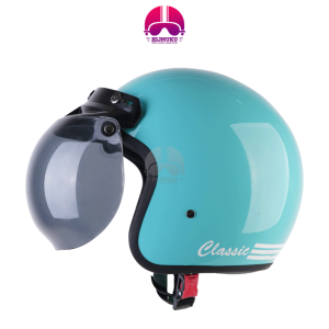 Helm Bogo Classic Retro Wanita Pria Dewasa Ukuran M Polos Hijau Pastel Aesthetic
