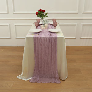 SG Specool® European-style Crinkle Gauze Table Runner 180/300CM for Wedding Ceremony Birthday Party Decor Tablecloth
