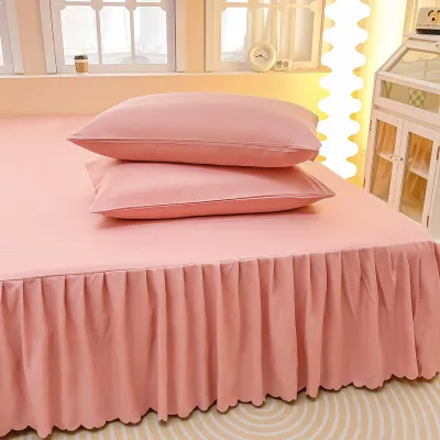 Dansunreve Plain Bed Skirt Bedsheet With Lace Soft Bedskirt Full Cover Mattress protector
