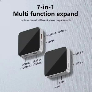 Kebidumei 8 in 1 Magnetic Hub USB C Docking Station Type C to HDMI 4K60Hz Adapter USB A 3.2 10Gbps PD100W USB Hub Splitter for PC Laptop