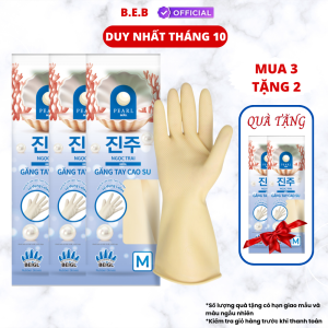 Mua 3 Tặng 2 Bộ 3 Đôi Găng Tay Cao Su Ngọc Trai Tay Lửng Hàn Quốc Size M