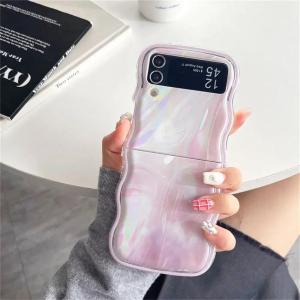 Cartoon Marble Wave Case for Samsung Galaxy Z Flip 5 4 3 6 7 Colorful Shockproof Ins Korea Cover for Samsung Z Flip5 flip4 Flip3