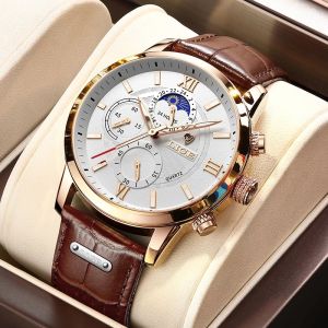 LIGE thông thường Đồng hồ nam 24 giờ Moon Phase thể thao đồng hồ chống nước Chronograph Đồng Hồ Nam Đồng hồ thạch anh + Hộp