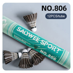 SALYWEE 303/808/806 Badminton Shuttlecock White Goose Feather Badminton Ball For Training Smooth Speed Outdoor Shuttlecocks 3/10/12Pcs Tube