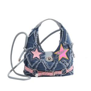 Five-Pointed Star Crossbody Bag for Women Denims Shoulder Bag Trendy Handbag Aesthetic Messenger Bag Stylish Daily Bag