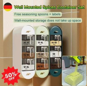 Multifunctional Kitchen Partitioned Non-punching Seasoning Box Light Luxury Wall-mounted