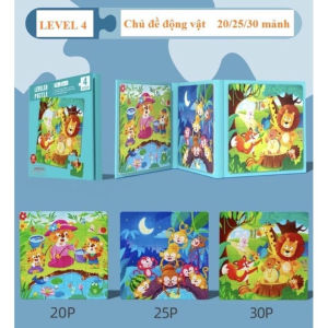 Đồ chơi xếp hình nam châm 3 puzzle in 1 bộ ghép hình 6 level nhiều chủ đề 6 cấp độ cho bé 0-5 tuổi rèn tư duy logic