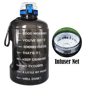 QuiFit Gallon Water Bottle 2.2L 73oz with Locking Flip-Flop Lid and Strainer Leakproof Outdoor Gym Tumbler BPA Free Large Capacity Bottles