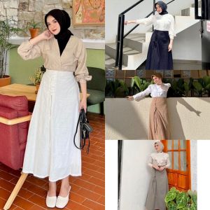 Santika rok korean style rok wanita serut rok linen premium rok wanita kekinian korean terbaru