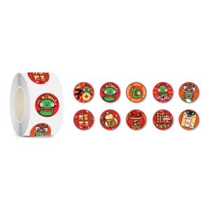 MOXIEQW 1 Roll Beaver Capybara Cartoon Sticker Decorative Self Adhesive DIY Seal Roll Stickers Cute New Year Label Sticker Spring Festival Gifts Label For Envelope Gift Seal