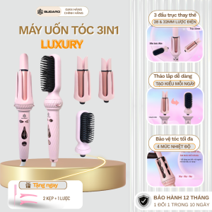 Máy uốn tóc tự động 3 trong 1 Bugaro phiên bản luxury gồm 2 trục 28 và 32mm kèm 1 đầu lược điện có màn hình LCD hiển thị chế độ dễ dàng tạo kiểu tóc mỗi ngày