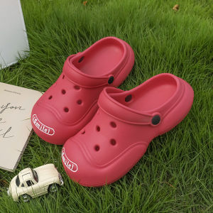 [Free Shipping] Womens summer outdoor clogs cute cartoon sweat dog design DIY sandals thick-soled closed-toe EVA slippers