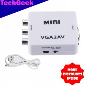 TG VGA To AV Video Converter AV RCA CVBS to VGA Video HDTV Adapter