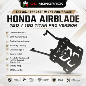 HONDA AIRBLADE 150 / 160 DCMONORACK TOPBOX BRACKET TITAN PRO VERSION HEAVY DUTY LIFETIME WARRANTY DOUBLE POWDER COATED CNC LAZER CUT
