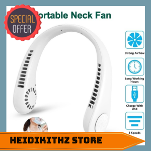 [HeidiKithz Store] Kipas Leher Elektronik: Portable USB Rechargeable Bladeless Neck Fan with Super Cooling and Hands-Free Function