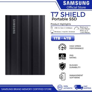 Samsung 1TB T7 Shield USB 3.2 Water & Dust Resistant Portable SSD | Solid State Drive | External Portable SSD | 1TB Portable SSD | Samsung SSD