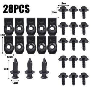 28ชิ้นตัวโบลท์รถคลิป U-Nut ฝาปิดเครื่องยนต์ Undertray บังโคลนยามสกรูหมุดย้ำตัวยึดกันชน