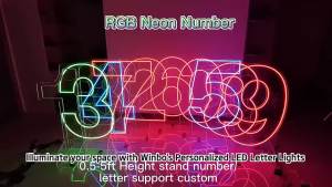 Winbo Led Light up Number Small Neon Letters Standing Giant Acrylic Neon Light Letters 3 ft 4 ft