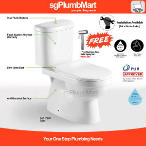 Vasile x sgPlumbMart 2-Piece Toilet Bowl Two Piece WC Water Closet S Trap Close Coupled V338 Toilet 208variant