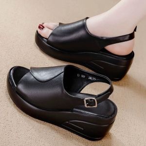 [Free Shipping] Summer New Fashion Platform Sandals For Women With Thick Soles Wedge Heels Waterproof Platform Roman Style Single-Strap And Fish-Mouth Design