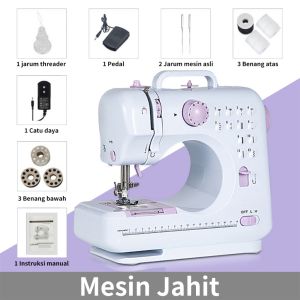 Elegan Home Mesin Jahit Mini Portable 705A/ 12 Jenis Pola Jahitan / Lampu Malam Rapi & Kokoh