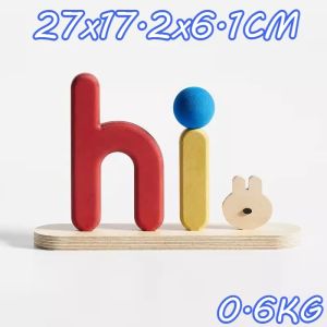 Sacesr Wooden letters Figurines Dopamine color Eco-friendly Waterproof Anti-fade Figurines Nordic Cute Pastoral Style Decoration Crafts 3M8Q4