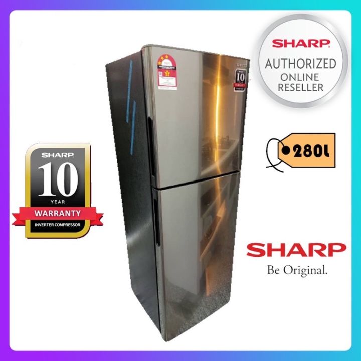 SHARP 280L J-TECH INVERTER 2 Door Fridge SJ285MSS Refrigerator Peti ...