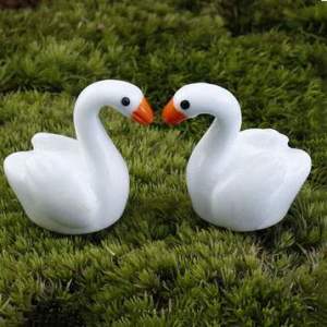 Phụ kiện trang trí tiểu cảnh Thiên Nga Trắng (Combo 5c)  Đồ trang trí chậu cây cảnh sen đá xương rồng KT 2x25cm