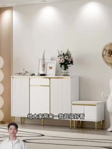 Shoe Cabinet Light Style Rock Board Solid Wood Storage Cabinet Home 140cm Waterproof And Dustproof Shoe Cabinet