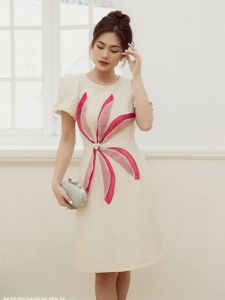 MyDu Shop | Đầm Dự Tiệc Suông Thun Sớ Gỗ Đính Hoa MS 2702 – Thanh Lịch Nhẹ Nhàng