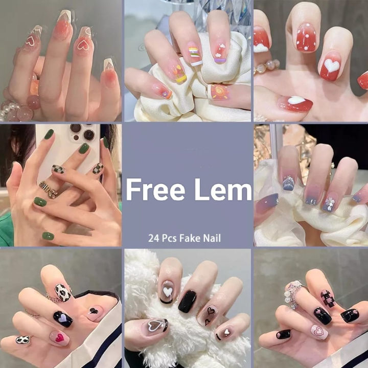 Fake Nails Art / Kuku Palsu Motif 24 pcs Super Best Seller Free Lem Part 3 Bagus